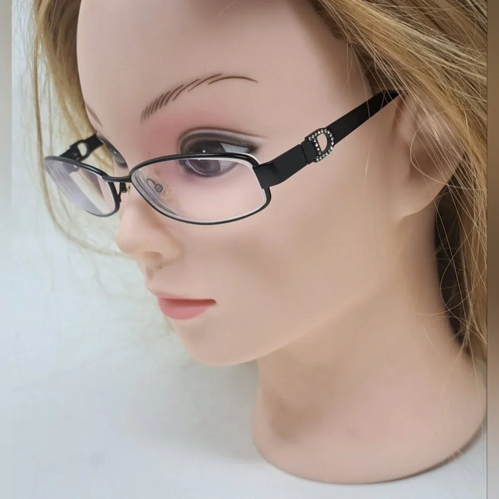 Christian Dior Womens Eye Glasses Frames Crystals Black Vintage CD3684 54-15-130
